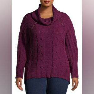 Terra & Sky Women's Plum Cowl Neck Sweater